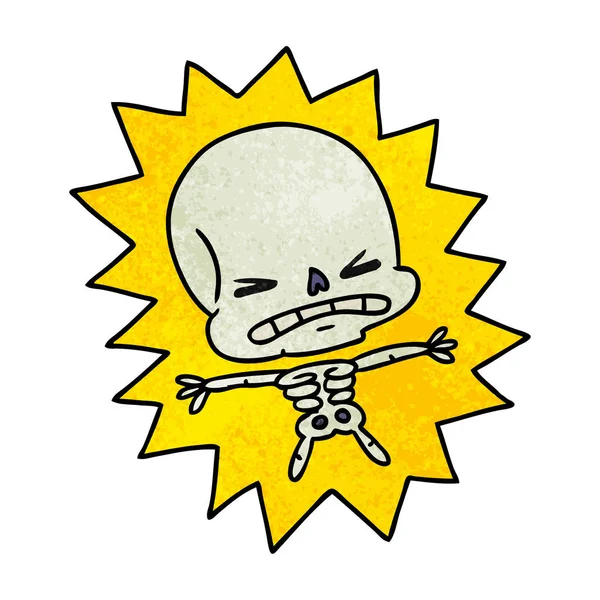 Dessin animé texturé d'un squelette effrayant — Image vectorielle