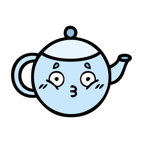 お茶のポットをかわいい漫画 — ストックベクタ