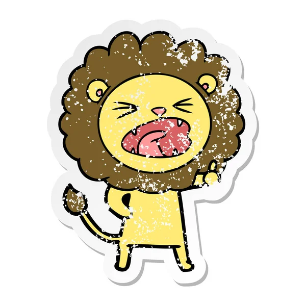 Distressed Sticker Cartoon Lion — Stock Vector