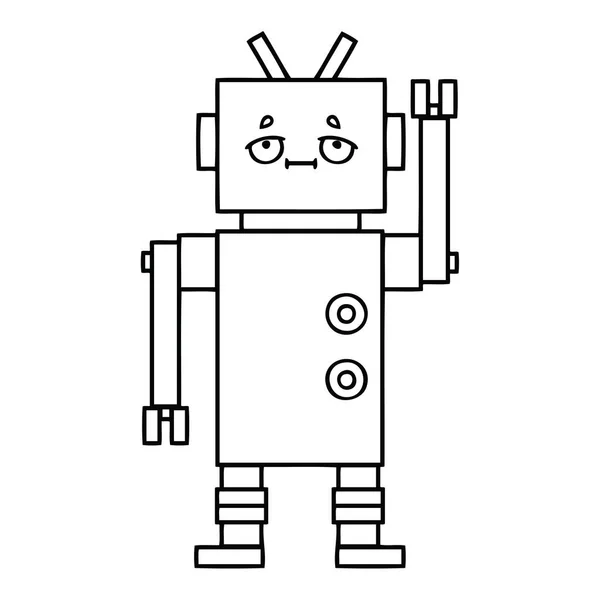Desenho de linha robô cartoon — Vetor de Stock