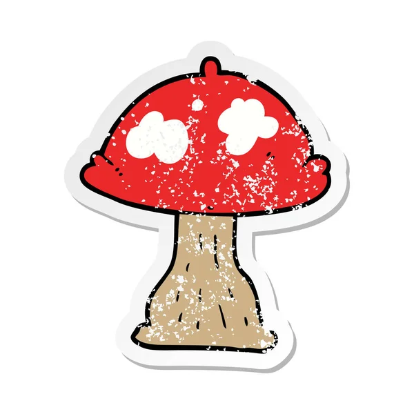 Distressed Sticker Cartoon Mushroom — Stock Vector