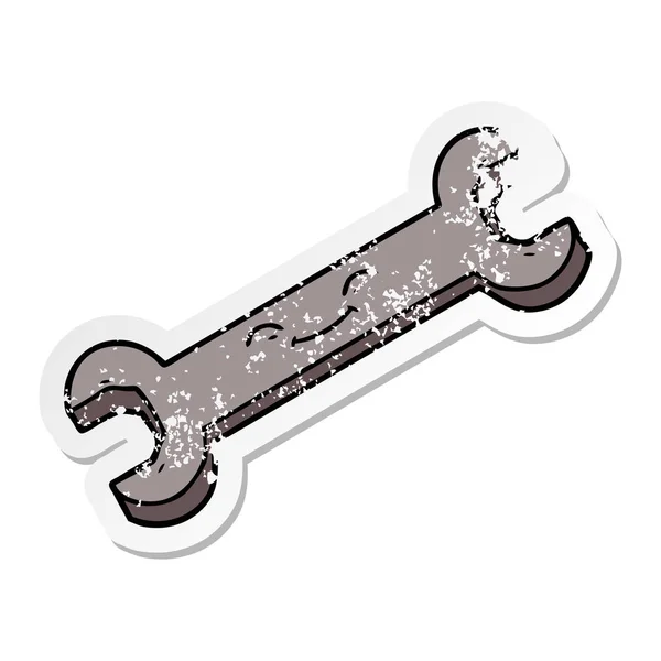 Distressed sticker of a cartoon spanner — Stock Vector