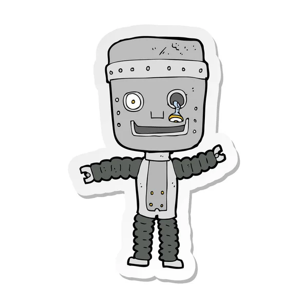 Bir karikatür komik robot Sticker — Stok Vektör