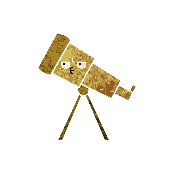 Dibujos Animados Estilo Retro Ilustración Telescopio — Vector de stock