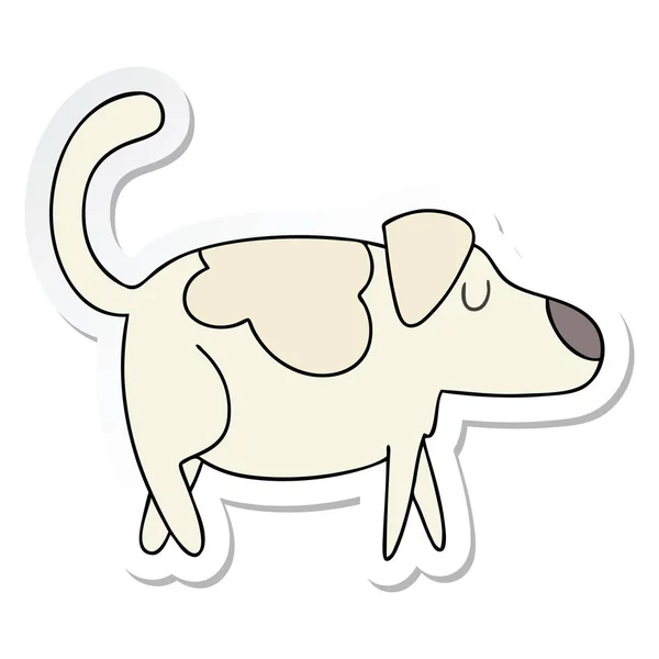 Etiqueta de um cão desenho animado desenhado à mão peculiar — Vetor de Stock