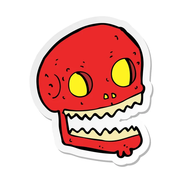 Sticker of a cartoon spooky skull — Stock Vector