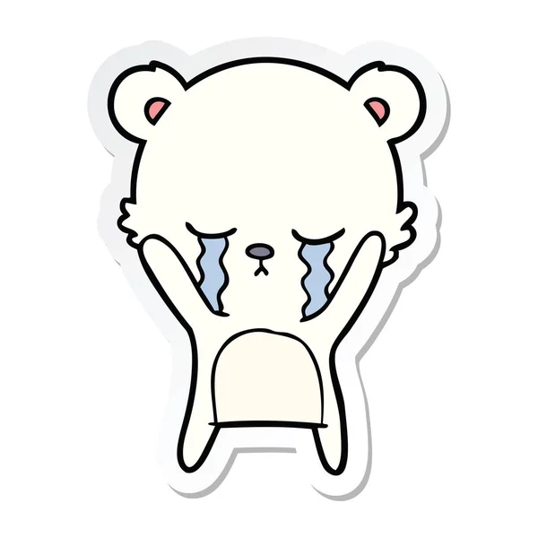 泣いている漫画北極熊のステッカー — ストックベクタ