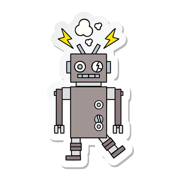 Klistermärke Gullig Tecknad Krånglande Robot — Stock vektor