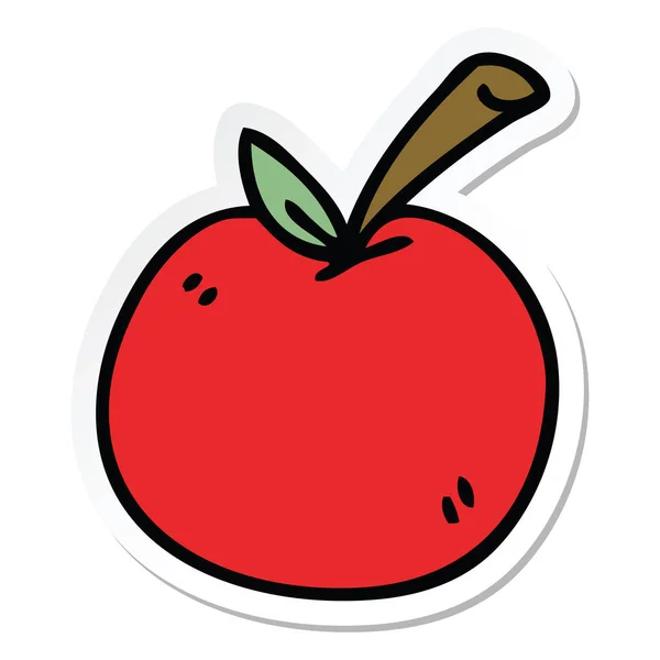 Sticker van een eigenzinnige hand getrokken cartoon apple — Stockvector