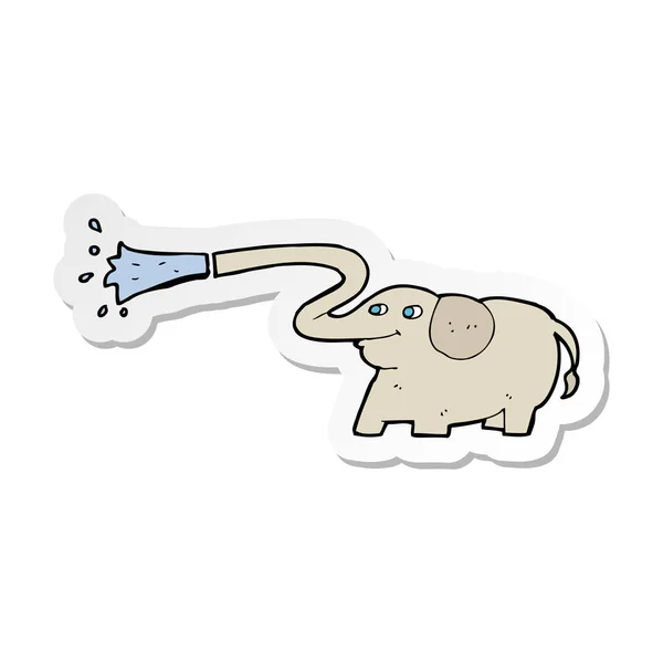 Sticker van een olifant van de cartoon spuiten van water — Stockvector
