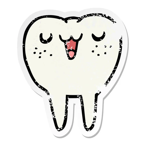 Distressed sticker of a cartoon tooth — Stock Vector