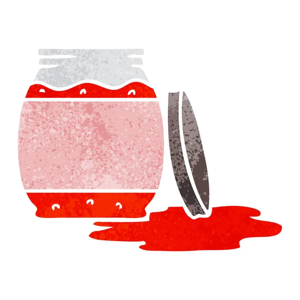 Ρετρό γελοιογραφία doodle του ένα μαρμελάδα φράουλα — Διανυσματικό Αρχείο