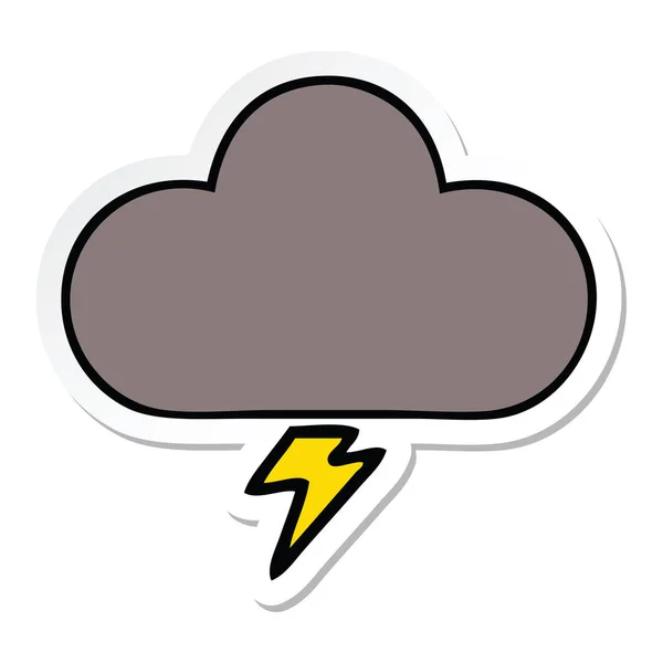 Pegatina de una linda nube de tormenta de dibujos animados — Vector de stock