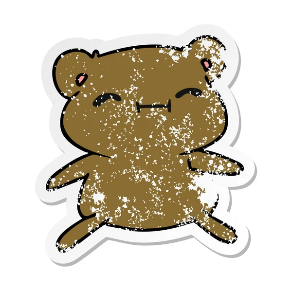 Distressed Sticker Cartoon Illustration Kawaii Cute Teddy Bear — Stock Vector
