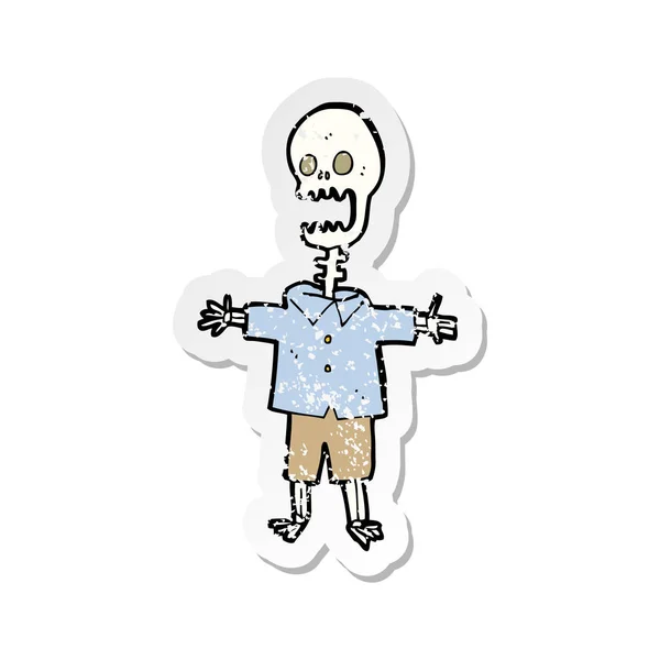 Retro Distressed Sticker Cartoon Skeleton — Stock Vector