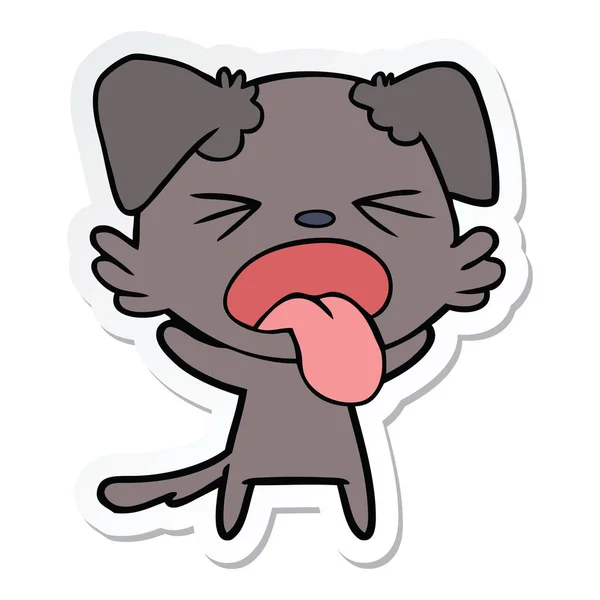 Sticker Cartoon Disgusted Dog — Stock Vector