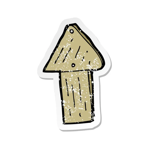 Ретро стресова наклейка символу мультяшної дерев'яної стріли — стоковий вектор