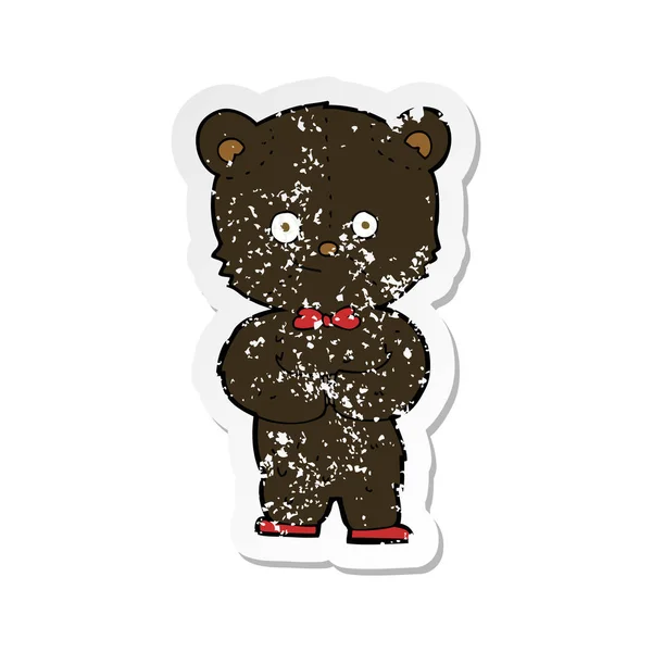 Ретро Стресова Наклейка Мультфільму Милий Маленький Ведмідь — стоковий вектор