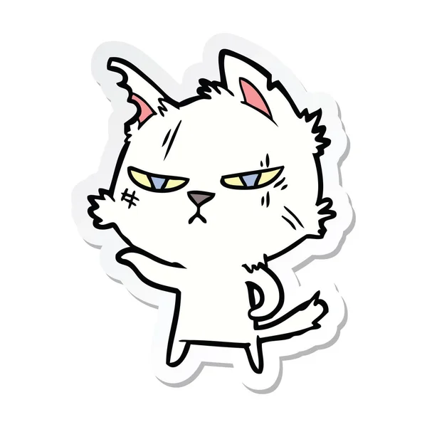 Sticker of a tough cartoon cat — Stock Vector