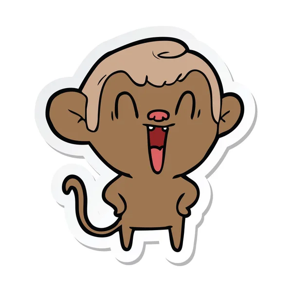 Autocollant d'un singe rieur de dessin animé — Image vectorielle