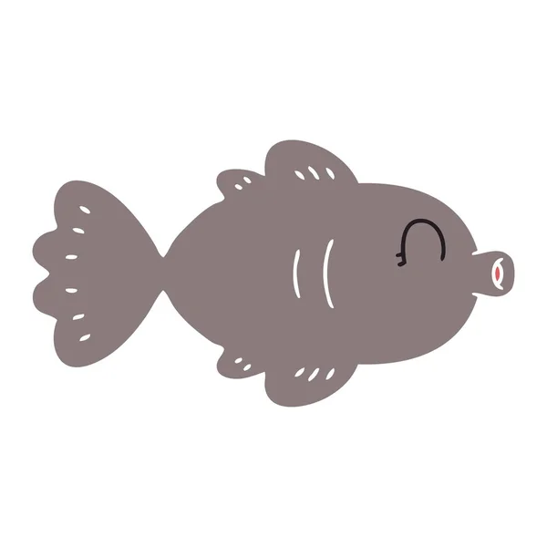 Eccentrico pesce cartone animato disegnato a mano — Vettoriale Stock
