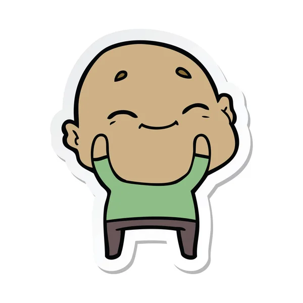 Sticker of a cartoon happy bald man — Stock Vector