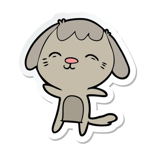 Sticker of a happy cartoon dog — Stock Vector