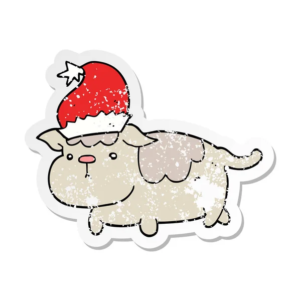 Calcomanía Angustiada Lindo Perro Navidad — Vector de stock