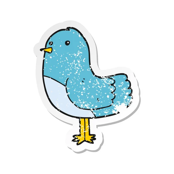 Nödställda Klistermärke Cartoon Fågel — Stock vektor
