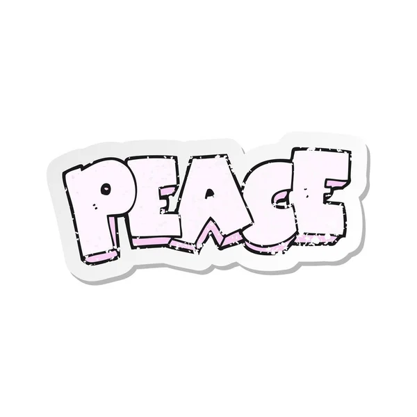 Autocollant de détresse rétro d'un mot de dessin animé paix — Image vectorielle