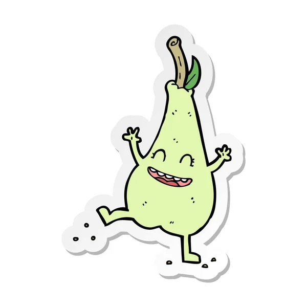 Sticker Cartoon Happy Dancing Pear — Stock Vector