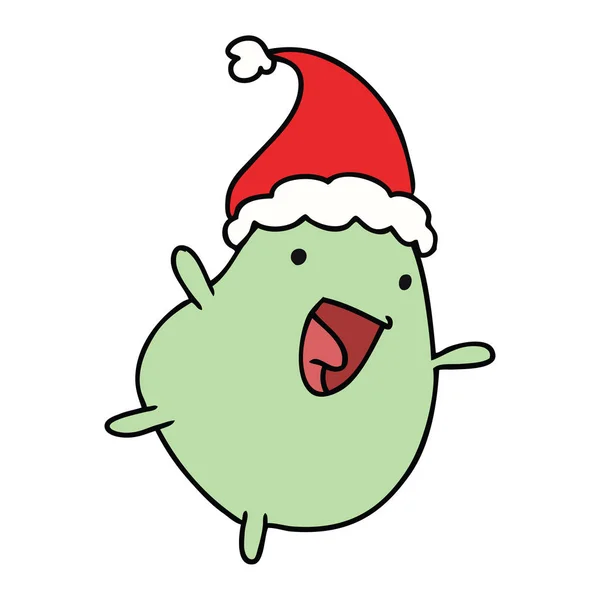 Dibujos Animados Navidad Dibujados Mano Frijol Kawaii — Vector de stock