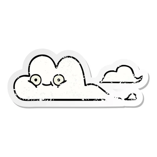 Distressed sticker of a cute cartoon white cloud — Stock Vector