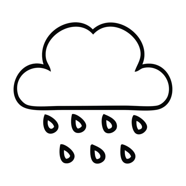 Dessin en ligne dessin animé nuage de pluie — Image vectorielle