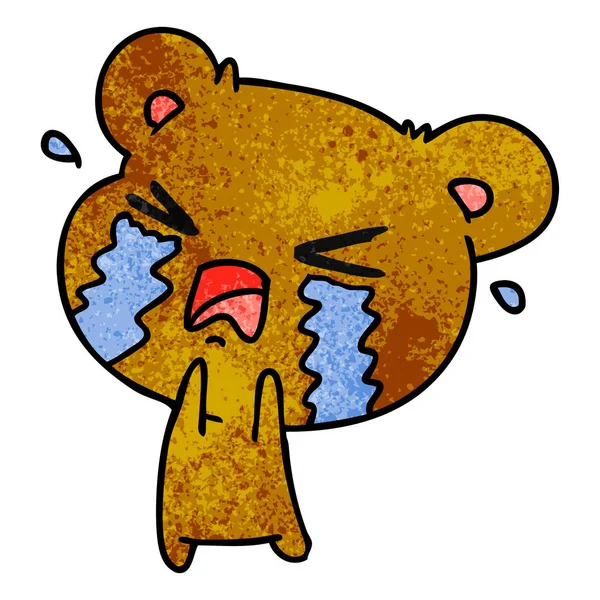 Textured cartoon of a cute crying bear — Stock Vector