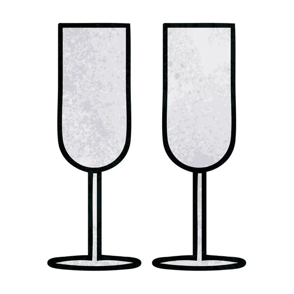 Ретро гранжева текстура мультфільм флейти шампанського — стоковий вектор