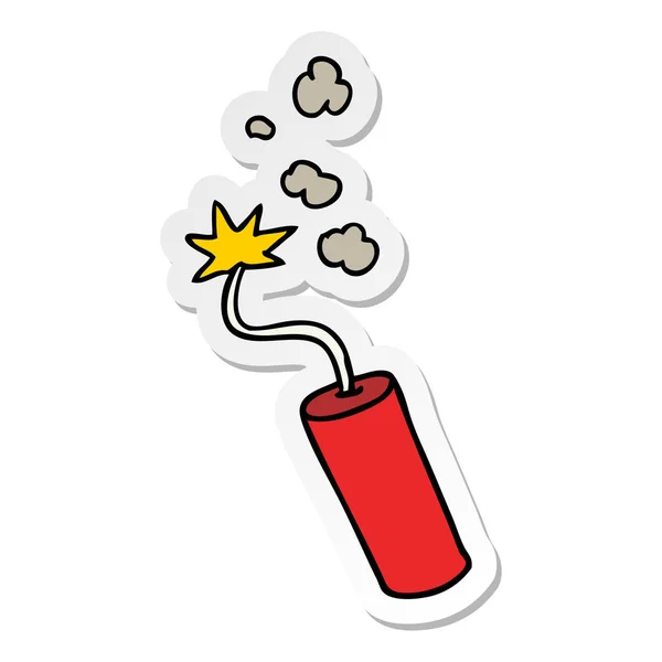 Sticker cartoon doodle van een verlichte dynamiet stok — Stockvector