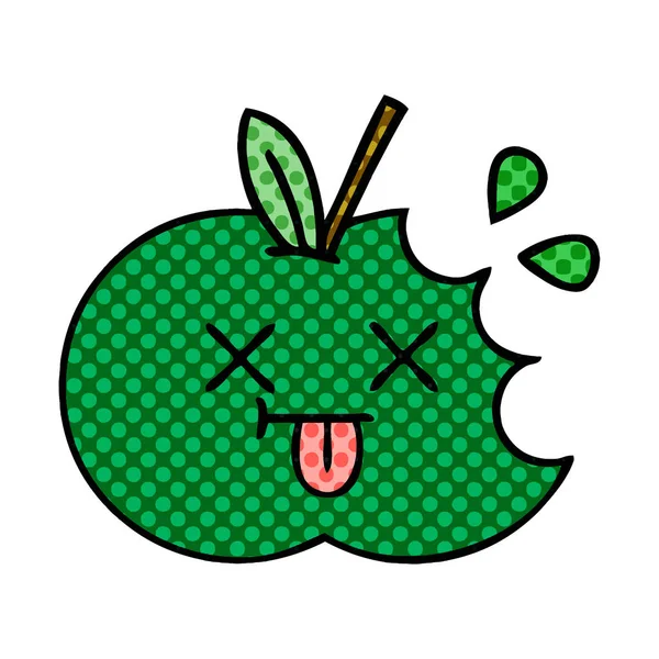 漫画书风格卡通多汁的苹果 — 图库矢量图片
