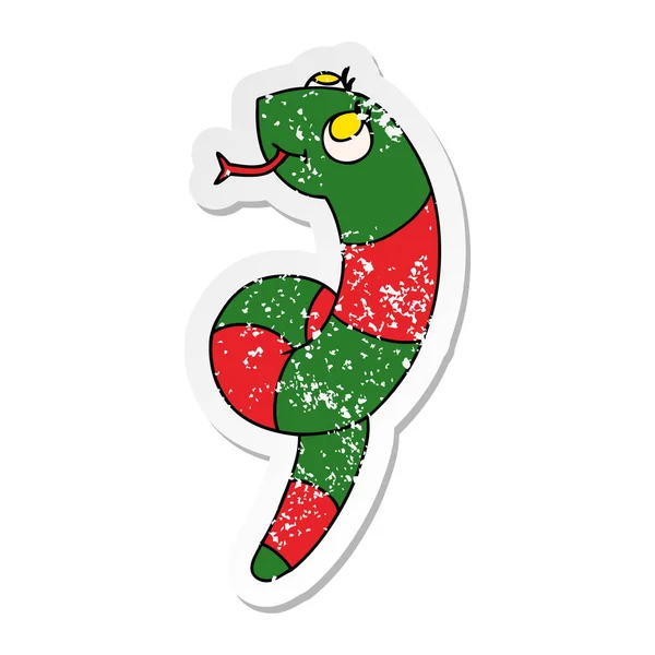 Affligé autocollant dessin animé kawaii d'un serpent mignon — Image vectorielle