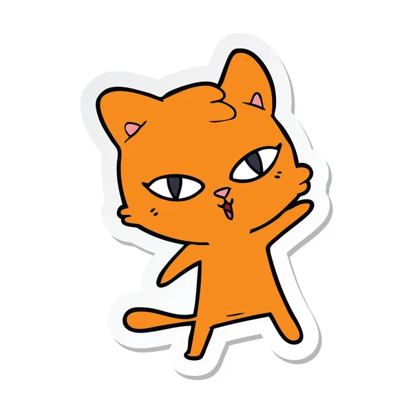 Sticker of a cartoon cat — Stock Vector