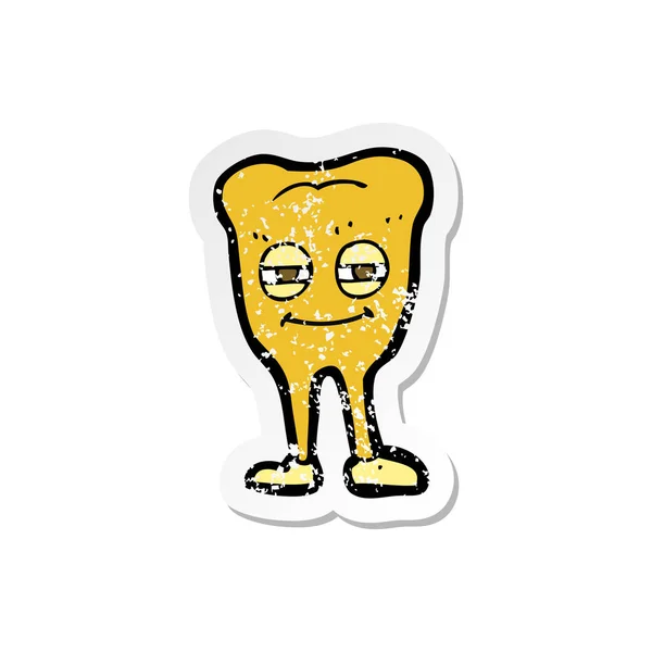 Retro noodlijdende sticker van een cartoon glimlachend tand — Stockvector