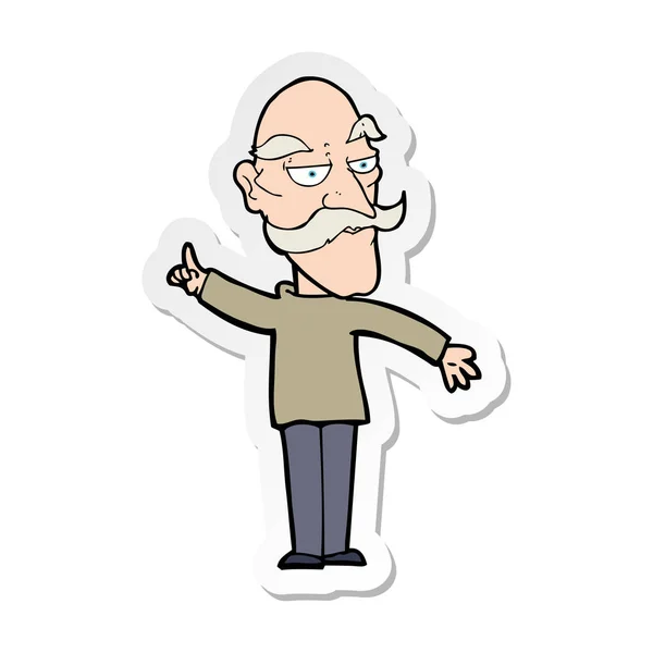 Sticker Cartoon Old Man Telling Story — Stock Vector