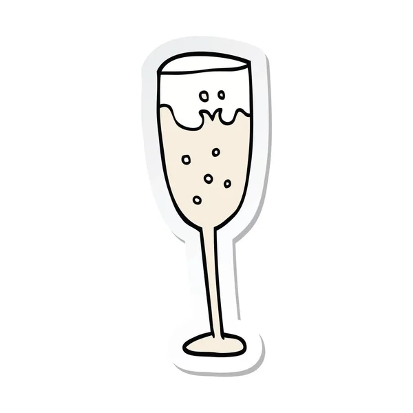 Klistermärke av en tecknad champagne glas — Stock vektor