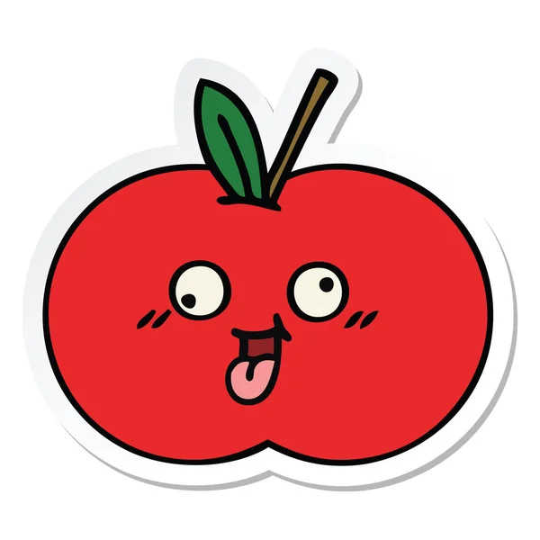 Pegatina de una linda manzana roja de dibujos animados — Vector de stock