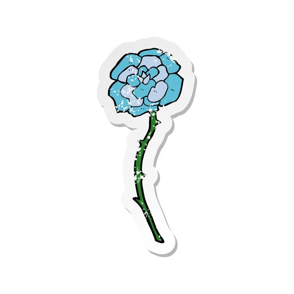 Ретро Стресова Наклейка Татуювання Синьої Квітки Мультфільм — стоковий вектор