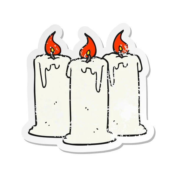Retro distressed sticker of a cartoon burning candles — Stock Vector