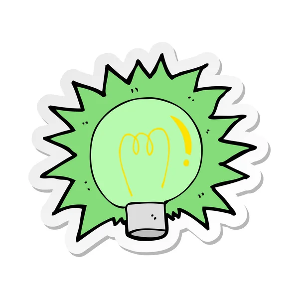 Etiqueta Desenho Animado Piscando Lâmpada Luz Verde —  Vetores de Stock