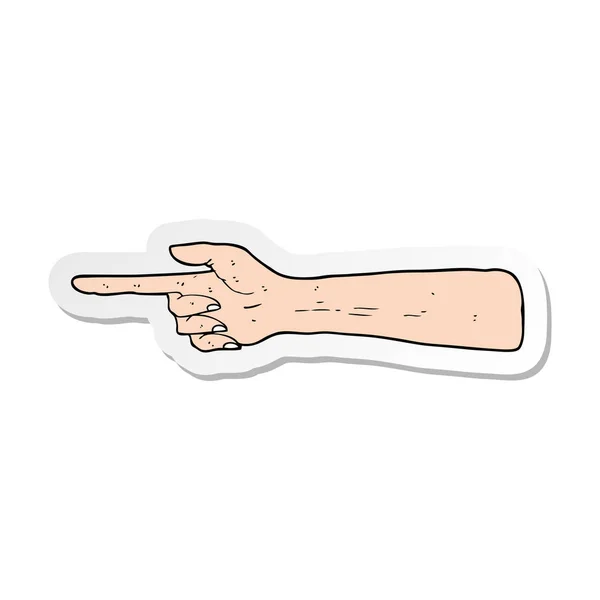 Sticker Pointing Hand Cartoon — Stock Vector