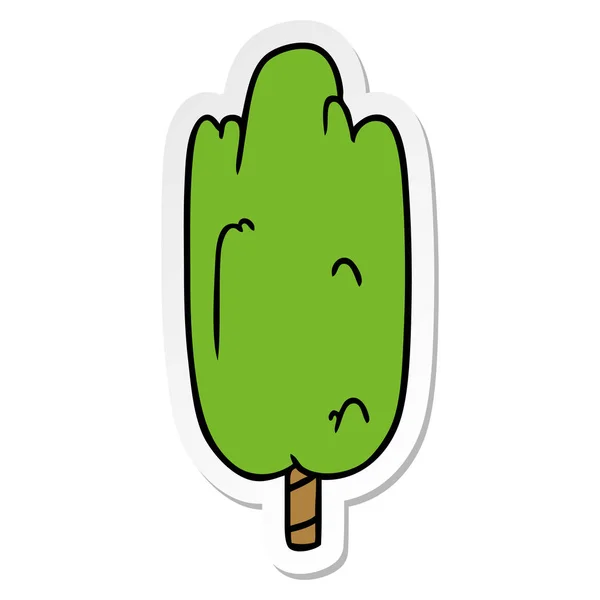 Pegatina dibujos animados garabato único árbol verde — Vector de stock