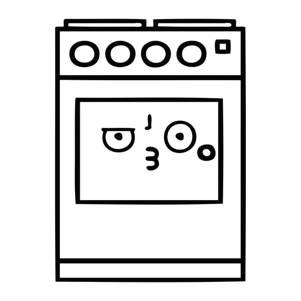 Line drawing cartoon kitchen oven — Stock Vector